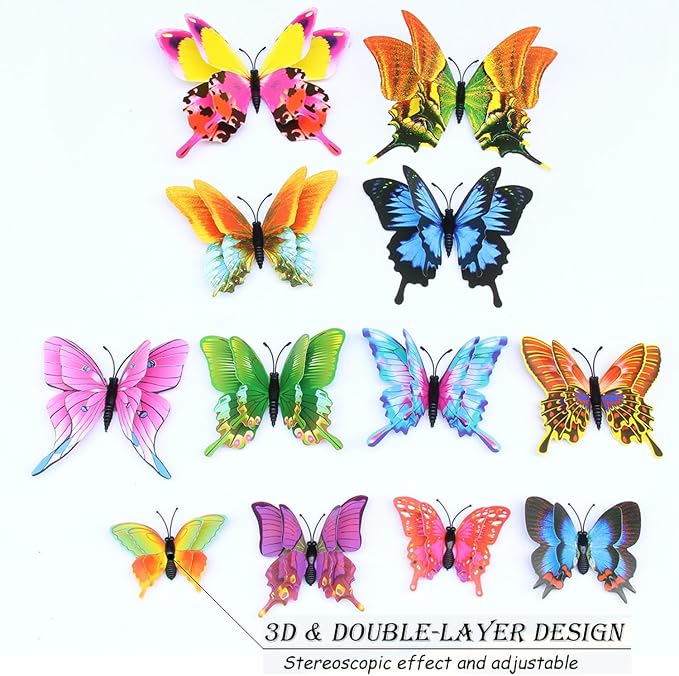 OPSEAM 3D Butterfly Wall Decor Butterfly Decorations Stickers with Magnets | 48 PCS Swallow,12 Styles Double Layer Butterfly for Classroom Decoration,Locker Refrigerator, Reusable,Waterproof - Image 2