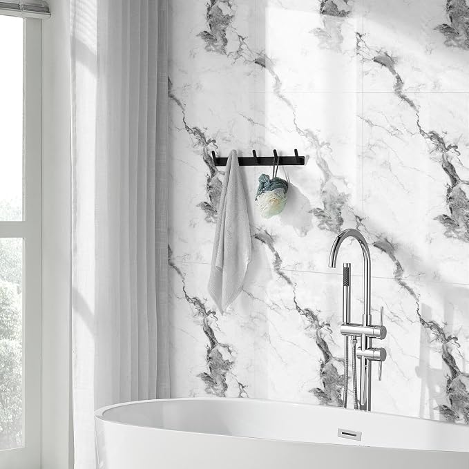 10pcs Thick Marble Peel and Stick Waterproof Wall Panels,Heat-Resistant Backsplash Tile, 23.6"x11.8" PVC Foam Wall Sticker for Kitchen,Living Rooms,TV Walls,Grey White (Not Real Tile 19.4Sq. Ft.) - Image 2