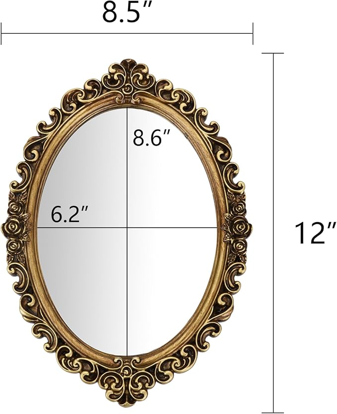 12x8.5 inch Resin Frame Vintage Oval Wall Mirror - Image 4