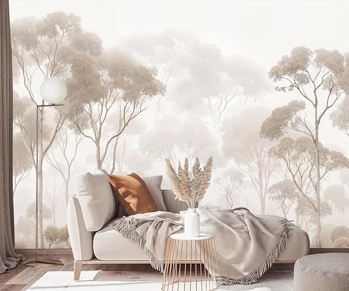 PYFFYP-Vintage Beige Jungle Peel and Stick Wallpaper murals for Bedroom - Image 3