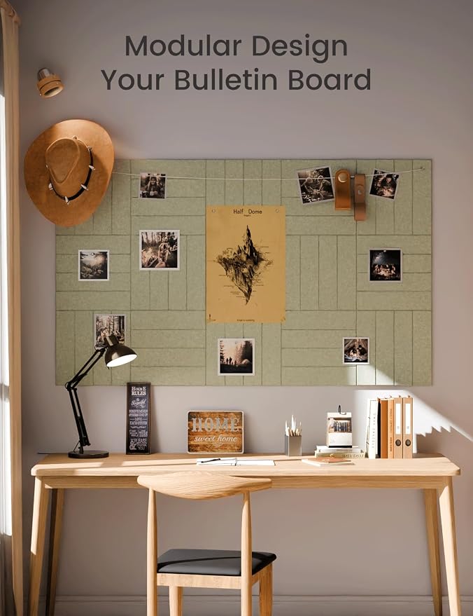 Fluxynara 48" x 36" Large Felt Bulletin Board, Sage | 12 Pack Cork Board Alternative with 60 Safe Adhesive Tabs, Pin Boards for Wall Decor, Home, Office, Classroom,Dorm - Image 6