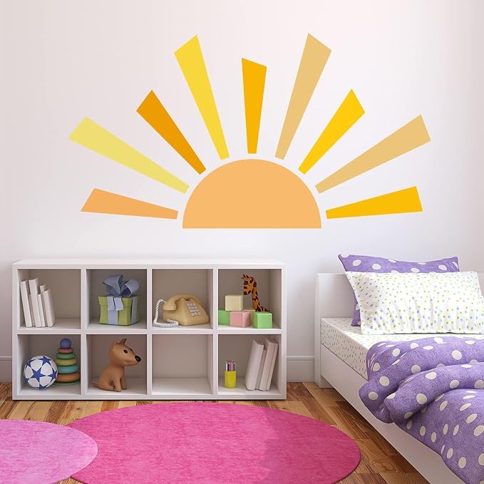 42.1x23.6 inch Boho Half Sun Decal - Large Decal, Sunshine Wall Stickers, Vinyl Peel and Stick Decals for Nursery and Kids Room Playroom - Image 3
