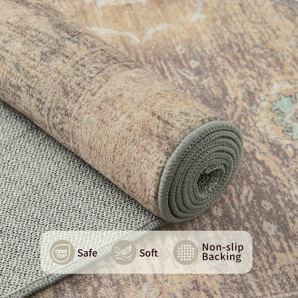 Rugxara Beige 8x10 Area Rugs for Living Room Bedroom Large Washable Rug - Image 5
