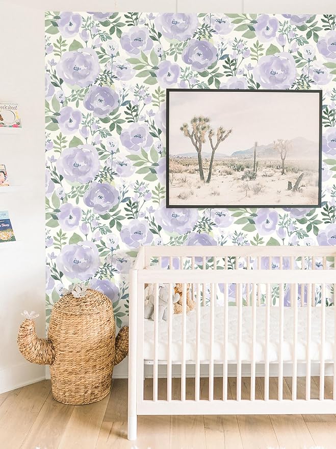 Orainege Floral Wallpaper Peel and Stick Wallpaper Floral Contact Paper | 16.9in x196.8in Boho Peony Self Adhesive Removable Wall paper for Bedroom Living Room Decor Vinyl, Purple - Image 8