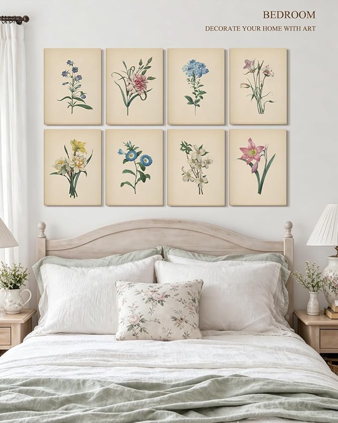 VIYYIEA Acoustic Art Wall Panels,Boho Flower Sound Proof Panels 48×32in | Minimalist Botanical Sound Absorbing Wall Decor for Bedroom Offic Living Room, No Drill Art Sound Absorbing Panel 8pcs - Image 4
