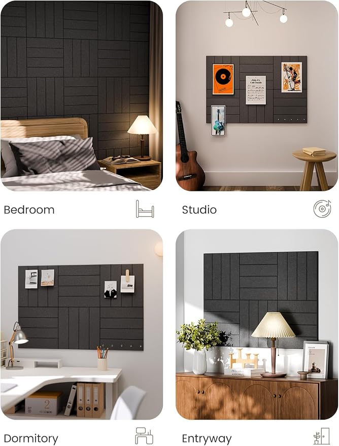 Fluxynara 36" x 24" Large Felt Bulletin Board, Charcoal Gray | 6 Pack Cork Board Alternative with 30 Safe Adhesive Tabs, Felt Pin Boards for Wall Decor, Home, Office, Classroom, Dorm - Image 7