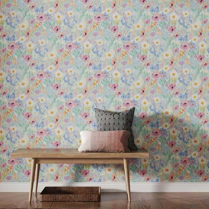 17.7" x 393.7" Floral Wallpaper Peel and Stick Vintage Floral Contact Paper Flower Wallpaper Boho Leaf Removable Self Adhesive Wall Paper for Cabinets Bedroom Wall Decorative - Image 5