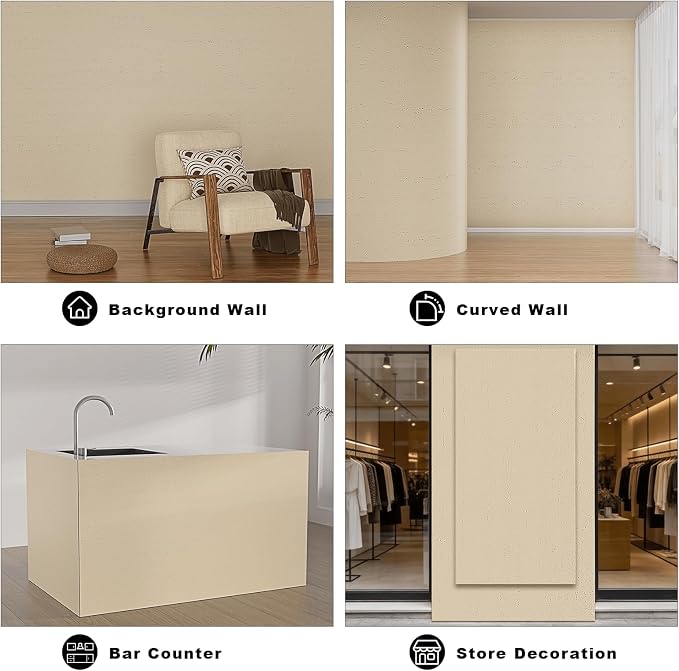3D Wall Panels - 4PCS 47.2"x23.6" Faux Stone Wall Covering - MCM Modified Clay Material for Home Art, Accent Brick, Modern Exterior/Interior Decoration, Covering 31 sq.ft TV PureBeige - Image 4