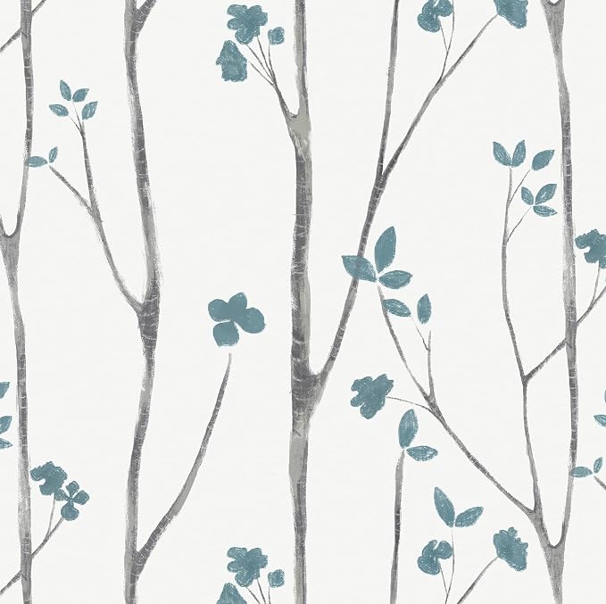 Timeet Peel and Stick Wallpaper White and Blue Floral Wallpaper Boho Leaf Contact Paper Self Adhesive Removable Wall Paper for Bedroom Bathroom Cabinet Wall Decoration 16"x78.7" by Timeet