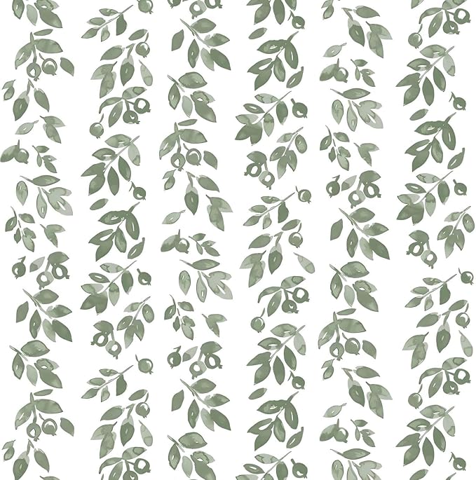 Heroad 17.3''x393'' Green Wallpaper Vintage Peel and Stick Wallpaper Leaf Contact Paper Cottage Core Wall Paper Self Adhesive Removable Wallpaper for Bathroom Bedroom Kitchen Watercolor Decor Vinyl by HeroadBrand