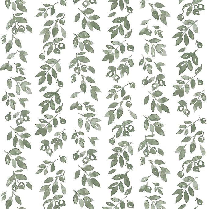 Heroad 17.3''x196'' Green Wallpaper Vintage Peel and Stick Wallpaper Leaf Contact Paper Cottage Core Wall Paper Self Adhesive Removable Wallpaper for Bathroom Bedroom Kitchen Watercolor Decor Vinyl by HeroadBrand