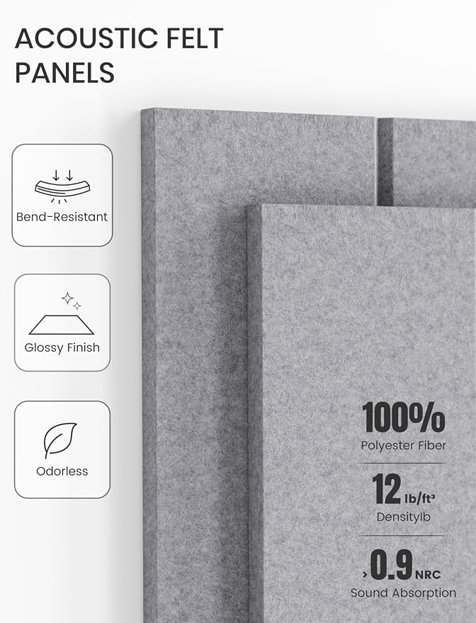 Fluxynara 48" x 36" Large Felt Bulletin Board, Soft Gray | 12 Pack Cork Board Alternative with 60 Safe Adhesive Tabs, Pin Boards for Wall Decor, Home, Office, Classroom,Dorm - Image 5