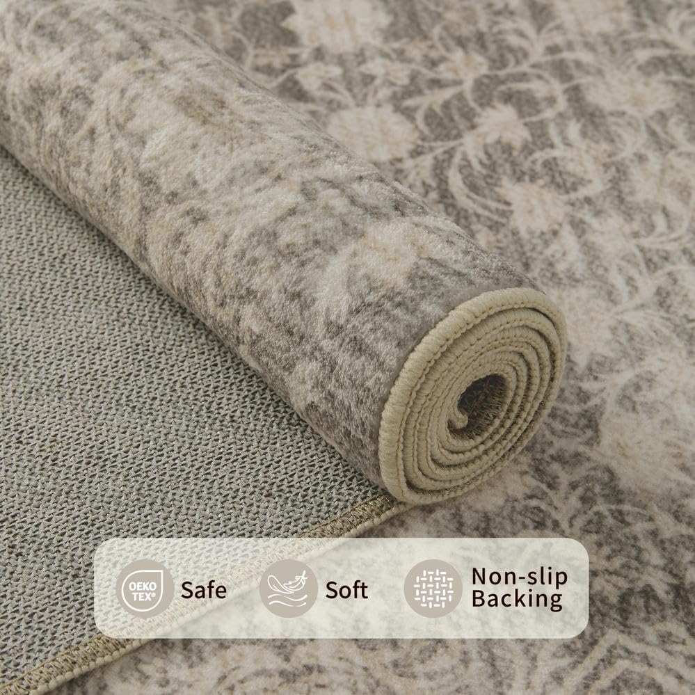Rugxara Beige Neutral 6x9 Washable Area Rug for Living Room - Image 5