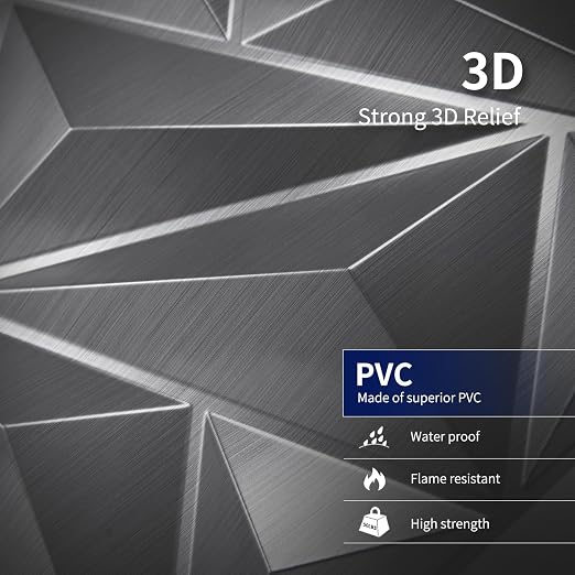 Art3dwallpanels 33 Pack 3D Wall Panel Diamond for Interior Wall Décor, PVC Textured Wall Panels, 12''x12'' Cover 32.Sq.Ft. Silver - Image 5