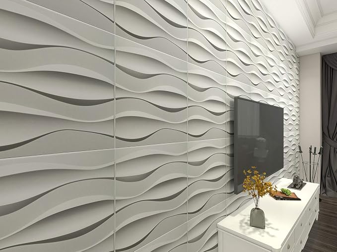 Art3d 19.7" x 19.7" (Pack of 12) Wall Panel Wave, White - Image 3