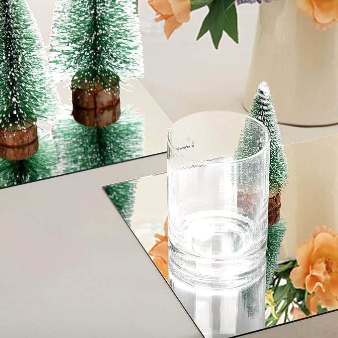 Set of 16 Square Mirrors for Centerpieces, 8 x 8 Inch Mirror Tray Candle Plate Wall Mounted Mirrors, Frameless Glass Mirror Tiles for Table Wedding Centerpieces, Party Decor, Crafts - Image 4
