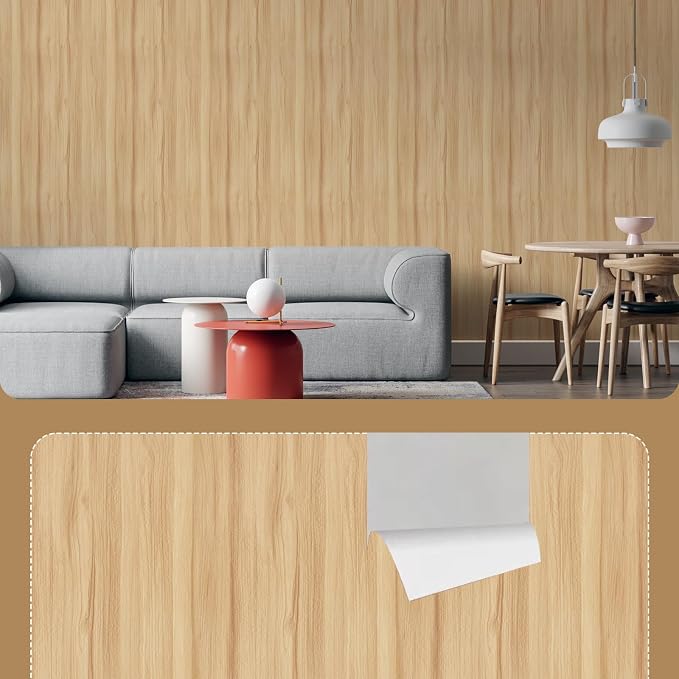 Wood Grain Contact Paper 17.3"x1200" Oak Wood Look Peel and Stick Wallpaper Vintage Removable Self Adhesive Vinyl Faux Wood Wallpaper for Cabinets Countertops Covering - Image 3