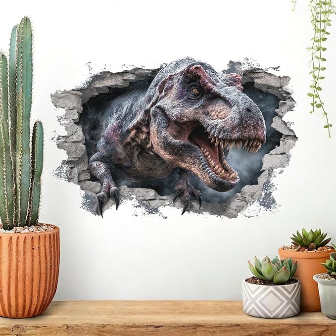 Tyrannosaurus Rex Wall Decals Stickers, Realistic Dinosaur Wall Art Peel and Stick, Removable Vinyl Wall Decor for Bedroom, Living Room, Office, Home Decoration - Image 7