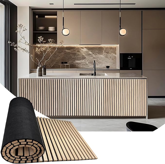 Acoustic Wood Panels for Wall,3D Flexible Fluted Sound Slat Panel (Oak) | Soundproof ,Absorbing,Noise Cancelling,94.5 x 23.6in by TRAIN2ART