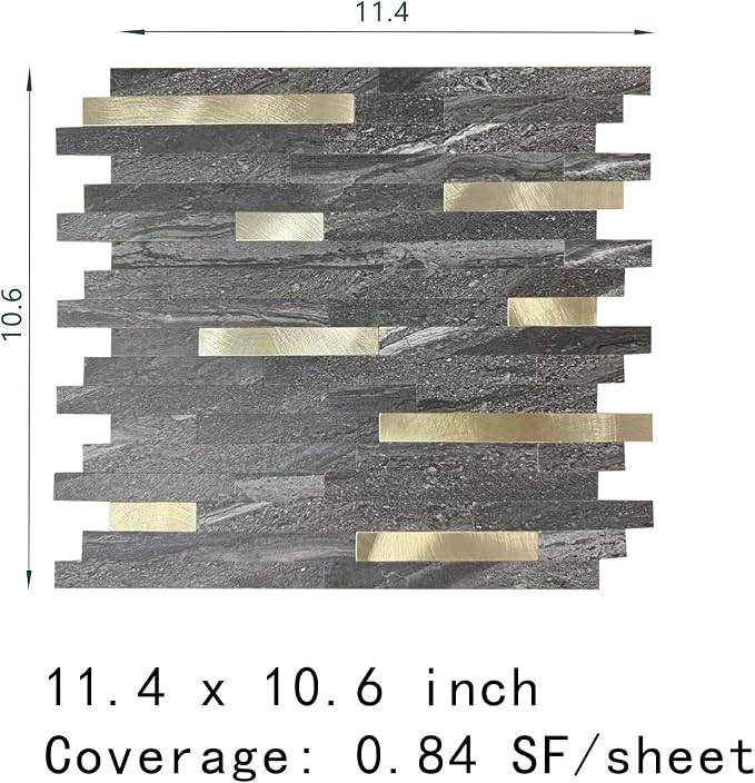 KASARO Peel and Stick Marble Backsplash Tile, 10 Sheets, Black Marble with Vintage Golden Stripes, Self-Adhesive Wall Tile for Kitchen, Bathroom, Fireplace, RV (11.4” x 10.6”) - Image 4