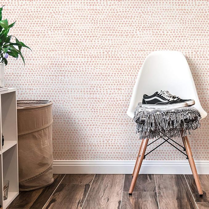 Tempaper Coral Moire Dots Removable Peel and Stick Wallpaper, 20.5 in X 9 ft, Made in the USA - Image 6