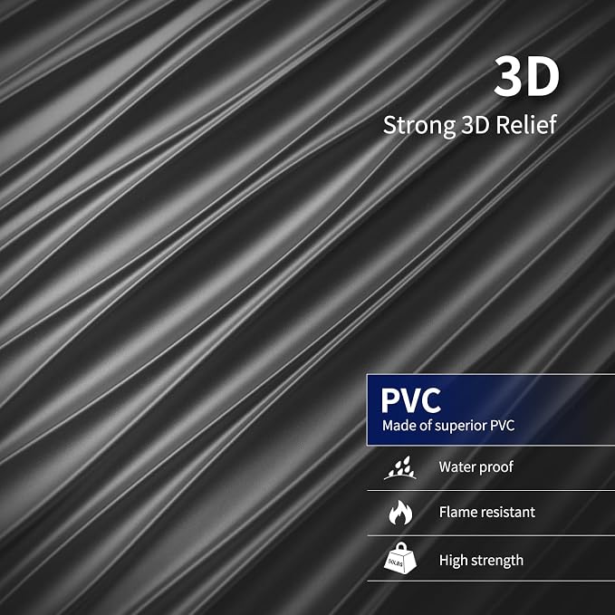 Art3dwallpanels Ceiling Tiles 24 x 24 Inch, 12 Pack, Black | Interior Wall Décor, Drop Ceiling Tile 3D Wall Panel, Fire Rated Waterproof Premium PVC, No Sag and Breakage, Cover 48.Sq.Ft - Image 2