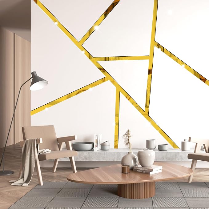 Stripe Mirror Wall Stickers Gold Acrylic Mirror Decals Decor Peel and Stick - Image 6