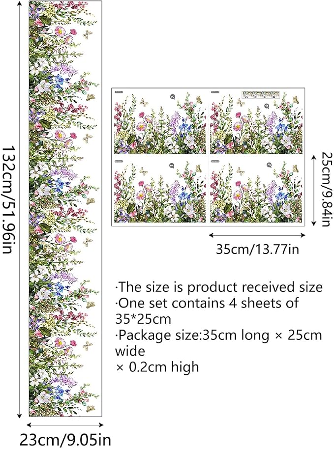 4 Pieces Flowers Wall Decals Vinyl Flowers Wall Stickers Removable Floral Murals Peel and Stick Colorful Flower Decor for Girls Bedroom Living Room Nursery (Vibrant) - Image 5