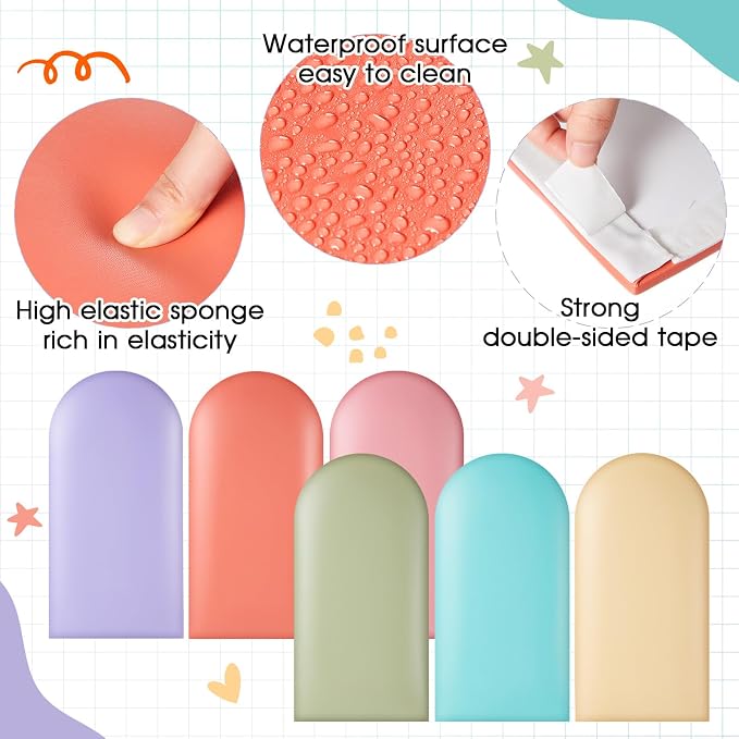 Jetec 6 Pcs Kids Wall Padding Panels, 1.18 Inch Thick Foam Wall Protector, 15.75 x 7.87 Inch Soft 3D Pastel Safety Panels for Nursery & Playroom - Image 3
