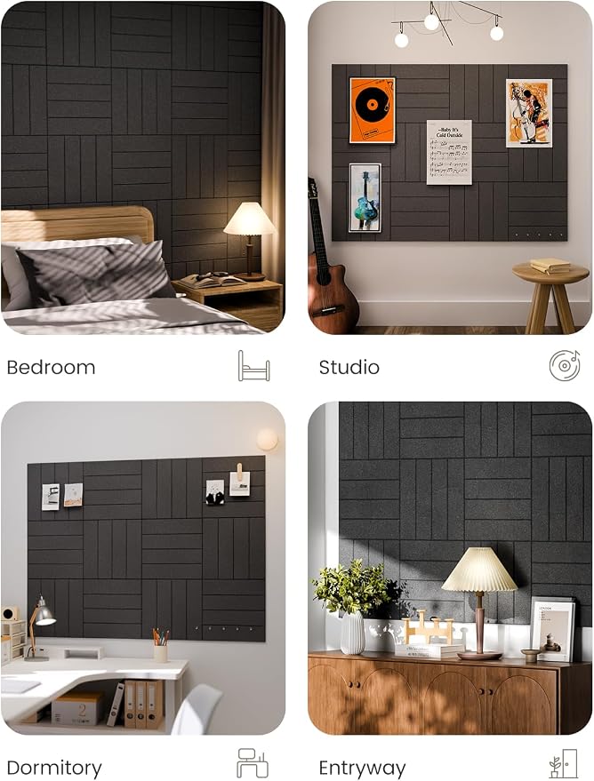 Fluxynara Felt Bulletin Board & Cork Board Alternative, Charcoal Gray | 48" x 36" Pin board, Removable Adhesive Tabs, Easy Install Without Wall Damage, For Home Office Decor - Image 6