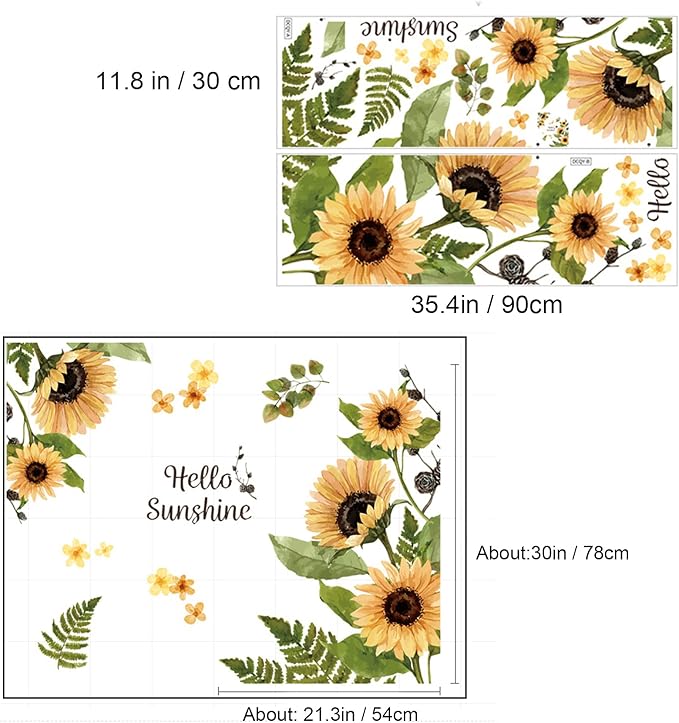 Sunflower Wall Stickers, 3D Yellow Flower Wall Decals, Easy Peel and Stick Wallpaper, DIY Removable Wall Art Mural for Bathroom, Bedroom, Nursery, TV Shower Door Home Decor - Image 6