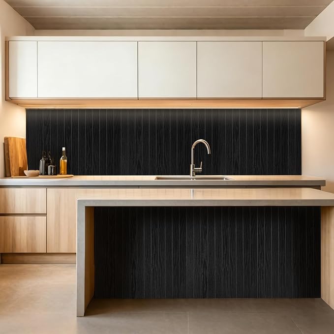 3D Peel and Stick Wall Panels PVC Grille Slat 394"x15.8" Self-Adhesive Wall Sticker Soundproof Paneling for Walls and Ceiling in Faux Black Wood Grain Texture - Image 8