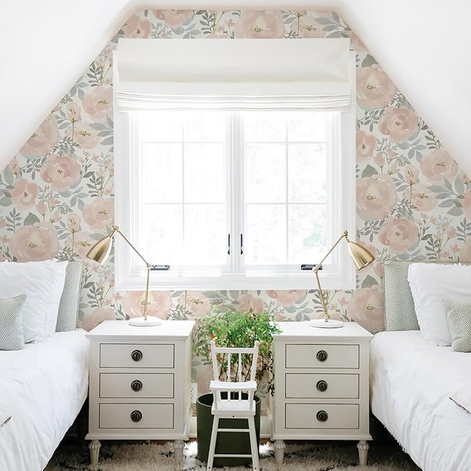 Orainege Peel and Stick Wallpaper Peony Floral Wallpaper | 17.3in x118.1in Floral Contact Paper Self Adhesive Removable Wall paper for Bedroom Laundry Room Bathroom, Light Pink - Image 4