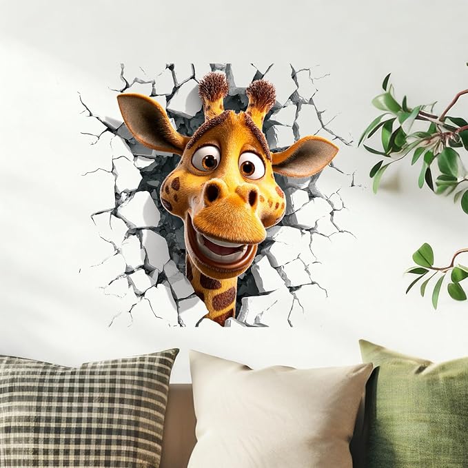 Giraffe Wall Decals Stickers, Funny Cartoon Animal Wall Art Peel and Stick, Removable Vinyl Wall Decor for Bedroom, Living Room, Office, Home Decoration - Image 9