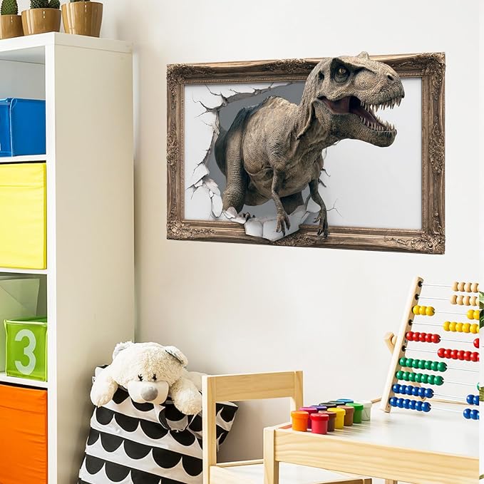 Dinosaur Wall Decals Stickers, Realistic Animal Wall Art Peel and Stick, Removable Vinyl Wall Decor for Bedroom, Living Room, Office, Home Decoration - Image 5