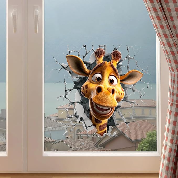 Giraffe Wall Decals Stickers, Funny Cartoon Animal Wall Art Peel and Stick, Removable Vinyl Wall Decor for Bedroom, Living Room, Office, Home Decoration - Image 6
