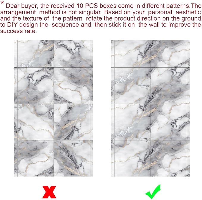 10pcs Thick Marble Peel and Stick Waterproof Wall Panels,Heat-Resistant Backsplash Tile, 23.6"x11.8" PVC Foam Wall Sticker for Kitchen,Living Rooms,TV Walls,Colorful (Not Real Tile 19.4Sq. Ft.) - Image 8