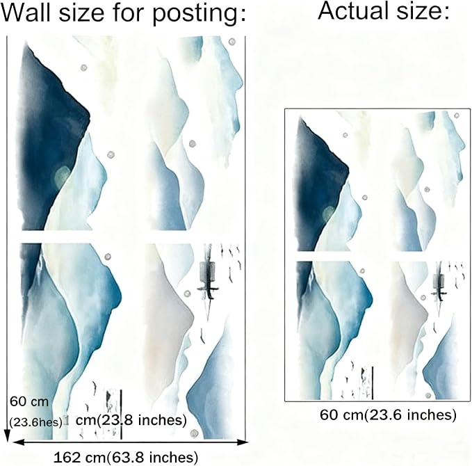 Chinese Style Vast Mountains and Rivers Wall Stickers Vinyl Removable for Mountain Wallpaper Bedroom Living Room Office Study Room Murals - Image 7