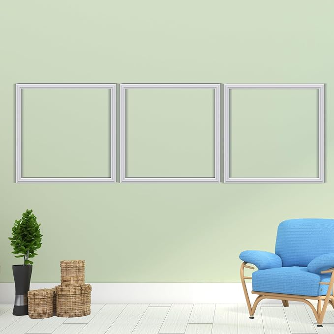 3 Set Panels Peel and Stick Premade Wainscoting Accent Wall Panels for Interior Wall Decor Easy DIY Build and Picture Frame Door Decor White (20 x 20 in) - Image 5