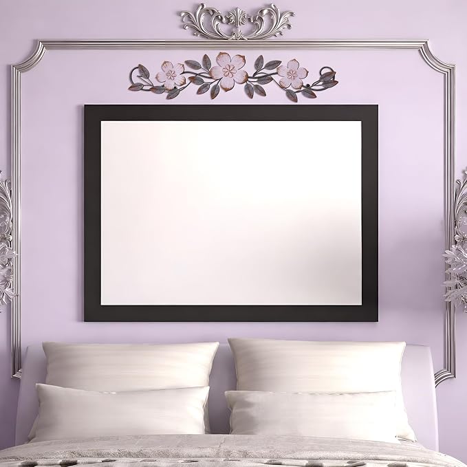 Wesiti Metal Flower Wall Decor Wrought Iron Scroll 15.7x3.7,Purple | Vintage Metal Flower decor,Farmhouse Leaf Art with Nails, Flat Not 3D Design, For Bedroom Kitchen Indoor Outdoor Wall Decor - Image 6