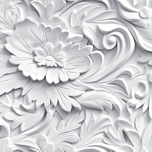 ReWallpaper Faux 3D Wall Panels Peel and Stick Wallpaper Modern Flat 3D Effect Wall Mural Removable Art Decor Gray Floral Ceiling Wallpaper for Bedroom Bathroom Waterproof Contact Paper 17.5inx10ft by ReWallpaper