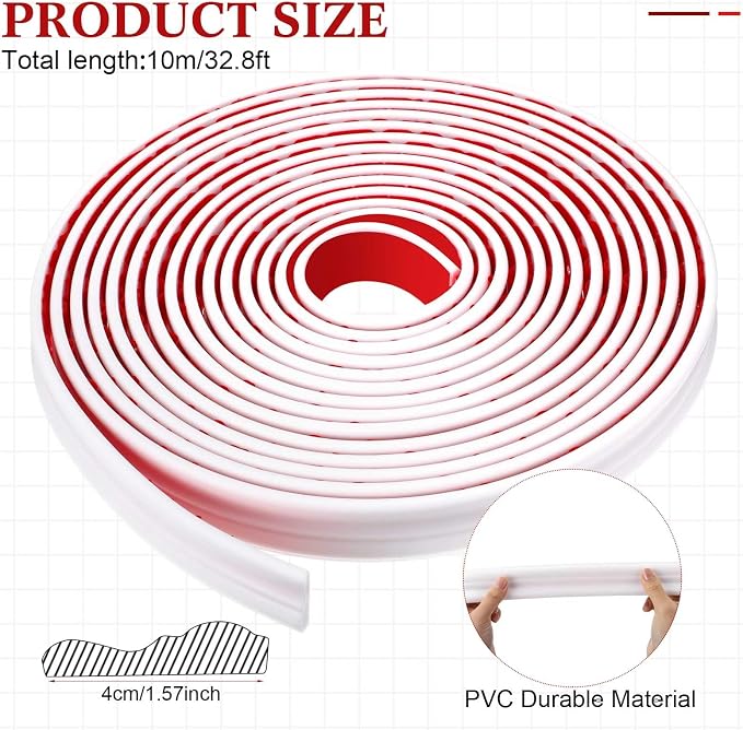 32.8ft x 1.6 Inch Flexible Peel and Stick Molding Trim for Wall, Baseboard, Backsplash, Tile Edge, Chair Rail, Mirror-self Adhesive Moulding Trim for Bathroom Wall Door Floor Window, White - Image 2