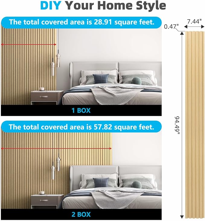 Art3d Wood Slat Wall Panels, Fluted MDF, 6-Pack, 94.6 x 7.4 in,Oak | 3D Textured Panels for Accent Walls, Ideal for Living rooms, Bedrooms, Offices, Entryways and Studios - Image 6