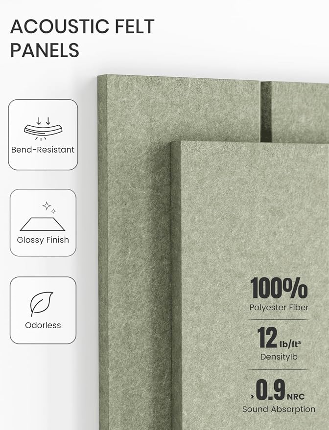 Fluxynara 48" x 36" Large Felt Bulletin Board, Sage | 12 Pack Cork Board Alternative with 60 Safe Adhesive Tabs, Pin Boards for Wall Decor, Home, Office, Classroom,Dorm - Image 5
