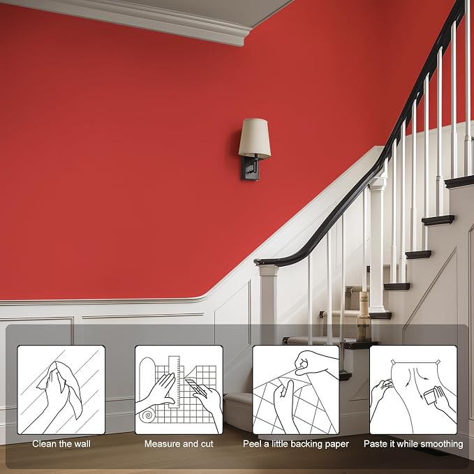Red Peel and Stick Wallpaper Solid Red Contact Paper A Set of 15.7"x236" Matte Self Adhesive Waterproof Vinyl Roll for Wall Coverings,Cabinets,Countertops,Bedroom,Kitchen - Image 2