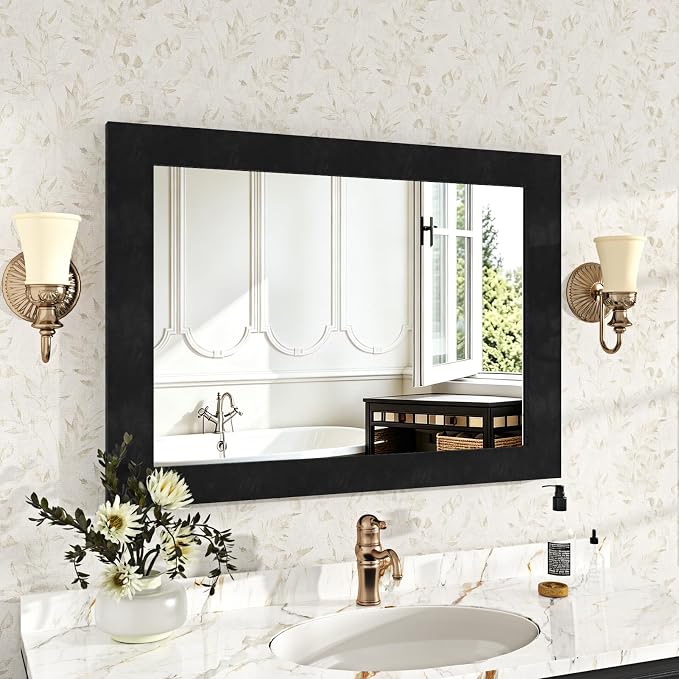 WESTICK Black Mirror Frame Border Peel and Stick Dark Velvet Wallpaper Border 3.9" x 160" Self Adhesive Removable Bulletin Board Borders Matte Black Mirror Tape for Bathroom Classroom DIY Decor - Image 4