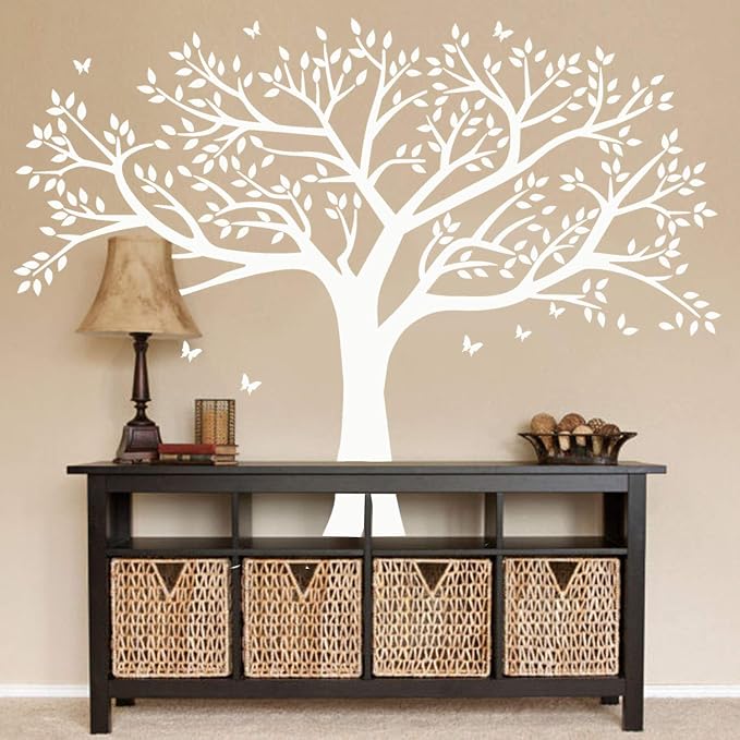Giant Family Photo Tree Wall Decal Tree Wall Stickers Vinyl Mural Art for Home Decor Room Decor (White A) by MAFENT