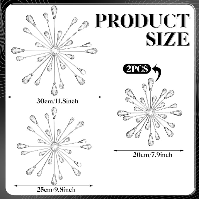 Hicarer 4 Pcs Starburst Wall Decor, Metal Wall Art, Silver - Image 3