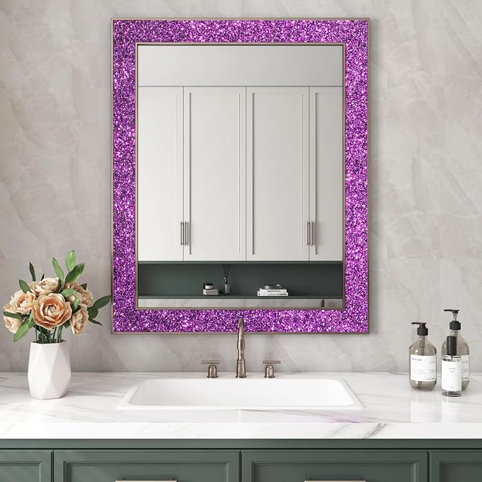 FunStick Violet Purple Glitter Wallpaper Border Peel and Stick Wall Border Trim Removable Room Mirror Border Peel and Stick Purple Glitter Contact Paper for Walls Decor Bulletin Board Fabric 3.9"x200" - Image 5