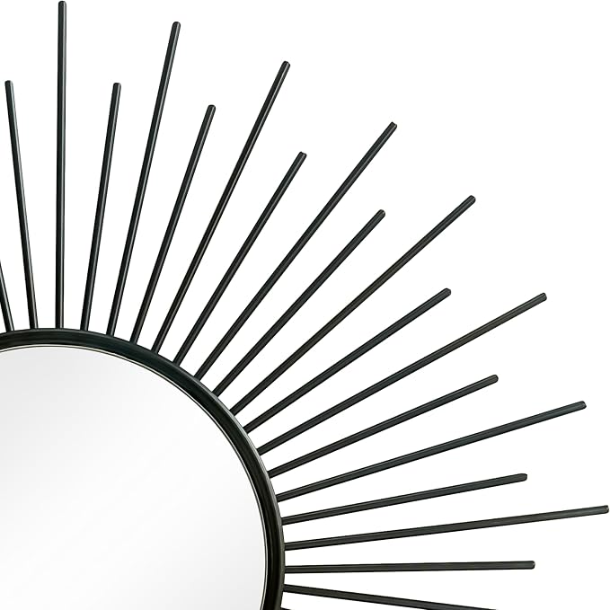 3 Pack Metal Mirrors for Wall Sunburst Wall Mirrors Home Décor Decorative Hanging Wall Art for Living Room Bedroom Entryway (Black2, Sunburst) - Image 2